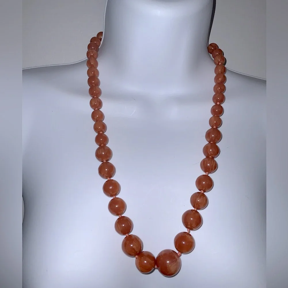 Vintage Chunky Orange Beaded Boho Necklace - Picture 4 of 8